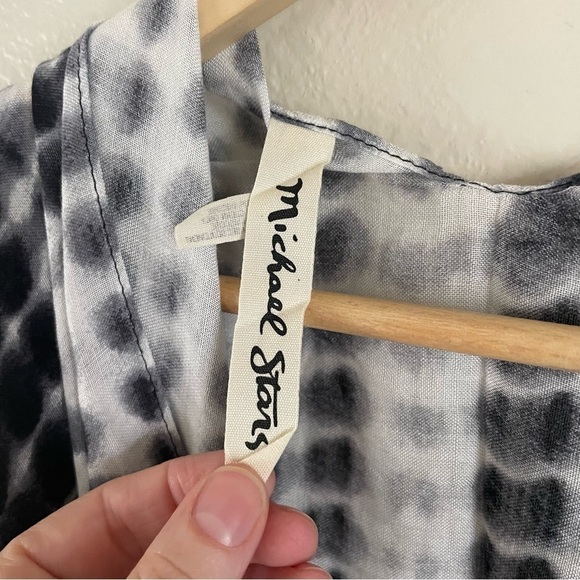 NWOT Michael Stars Tie Dye Kimono Scarf Coverup Black and White One Size NEW - Picture 5 of 8